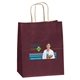 aerial view a dubonnet matte paper 100 recyclable munchkin bag - 4- color heat transfer, image 1 of 2