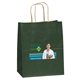 aerial view a hunter green matte paper 100 recyclable munchkin bag - 4- color heat transfer, image 1 of 2