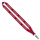 aerial view a red 3/4 economy polyester lanyard with sewn silver tone metal bulldog clip, image 1 of 2