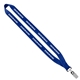 aerial view a royal blue 3/4 economy polyester lanyard with sewn silver tone metal bulldog clip, image 1 of 2