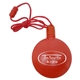 a red round shaped bubbles with breakaway neck cord