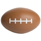 aerial view a brown football shaped squeezies stress reliever, image 1 of 2