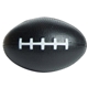 aerial view a black football shaped squeezies stress reliever, image 1 of 2
