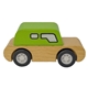 aerial view a green/wooden classic wooden sedan toy car, image 1 of 5
