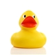 aerial view a yellow giant rubber duck toy, image 1 of 10