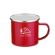 aerial view a red 16 oz iron and stainless steel camping mug, image 1 of 2