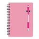 aerial view a pink 5 x 7 70 lined pen - buddy notebook, image 1 of 3