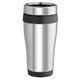 aerial view a black tumbler with steel coated color trim shell - 16 oz, image 1 of 2