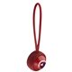 a red camilla vanilla scented lip moisturizer ball with leash strap