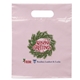aerial view a pink die cut convention handle bag 9 x 12, image 1 of 2