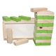 aerial view a green eco - friendly wooden tower puzzle game, image 1 of 3