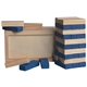 aerial view a blue eco - friendly wooden tower puzzle game, image 1 of 2