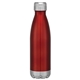 aerial view a red with silver trim 16 oz swiggy stainless steel bottle, image 1 of 5