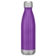 aerial view a purple with silver trim 16 oz swiggy stainless steel bottle, image 1 of 5