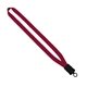 aerial view a red 5/8 polyester lanyard with plastic snap buckle release, image 1 of 2
