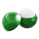 aerial view a metallic green metallic finish round lip balm, image 1 of 3