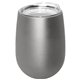 aerial view a metallic silver halcyon(r) 12 oz stainless steel wine glass with acrylic lid, image 1 of 2