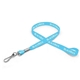 aerial view a baby blue 1/2 silkscreened flat lanyard w / j hook, image 1 of 2
