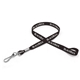 aerial view a dark gray 1/2 silkscreened flat lanyard w / j hook, image 1 of 2
