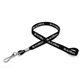 aerial view a black 1/2 silkscreened flat lanyard w / j hook, image 1 of 2