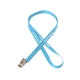 aerial view a baby blue 1/2 silkscreened flat lanyard w / bulldog clip, image 1 of 2