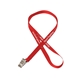 aerial view a red 1/2 silkscreened flat lanyard w / bulldog clip, image 1 of 2