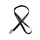 aerial view a black 1/2 silkscreened flat lanyard w / bulldog clip, image 1 of 2