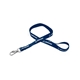 aerial view a navy blue 1/2 silkscreened flat lanyard w / deluxe swivel hook, image 1 of 2
