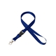 aerial view a navy blue 5/8 silkscreened flat lanyard w / detachable buckle, image 1 of 2