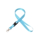 aerial view a baby blue 5/8 silkscreened flat lanyard w / detachable buckle, image 1 of 2