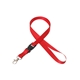 aerial view a red 5/8 silkscreened flat lanyard w / detachable buckle, image 1 of 2