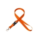 aerial view a orange 5/8 silkscreened flat lanyard w / detachable buckle, image 1 of 2