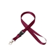 aerial view a burgundy red 5/8 silkscreened flat lanyard w / detachable buckle, image 1 of 2