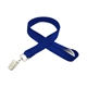 aerial view a royal blue 3/4 silkscreened flat lanyard w / bulldog clip, image 1 of 2