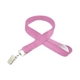 aerial view a light pink 3/4 silkscreened flat lanyard w / bulldog clip, image 1 of 2