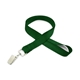 aerial view a forest green 3/4 silkscreened flat lanyard w / bulldog clip, image 1 of 2