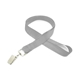 aerial view a light gray 3/4 silkscreened flat lanyard w / bulldog clip, image 1 of 2