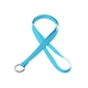 aerial view a baby blue 3/8 silkscreened flat lanyard w / a key ring, image 1 of 2