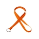 aerial view a orange 3/8 silkscreened flat lanyard w / a key ring, image 1 of 2