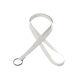 aerial view a light gray 3/8 silkscreened flat lanyard w / a key ring, image 1 of 2