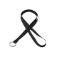 aerial view a black 3/8 silkscreened flat lanyard w / a key ring, image 1 of 2