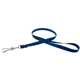aerial view a navy blue 3/8 silkscreened flat lanyard w / j hook, image 1 of 2