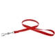 aerial view a red 3/8 silkscreened flat lanyard w / j hook, image 1 of 2