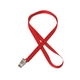aerial view a red 3/8 silkscreened flat lanyard w / bulldog clip, image 1 of 2