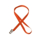 aerial view a orange 3/8 silkscreened flat lanyard w / bulldog clip, image 1 of 2