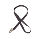 aerial view a dark gray 3/8 silkscreened flat lanyard w / bulldog clip, image 1 of 2