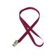 aerial view a burgundy red 3/8 silkscreened flat lanyard w / bulldog clip, image 1 of 2