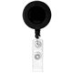 aerial view a solid black round retractable badge holder, image 1 of 2
