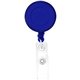 aerial view a translucent blue round retractable badge holder, image 1 of 2