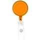 aerial view a translucent orange round retractable badge holder, image 1 of 2